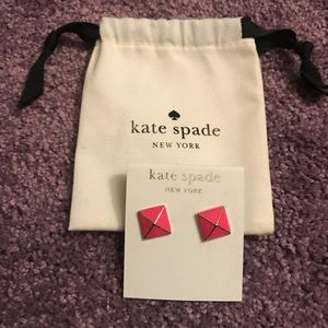 Kate Spade Pink Pyramid Enamel Earrings - NWT